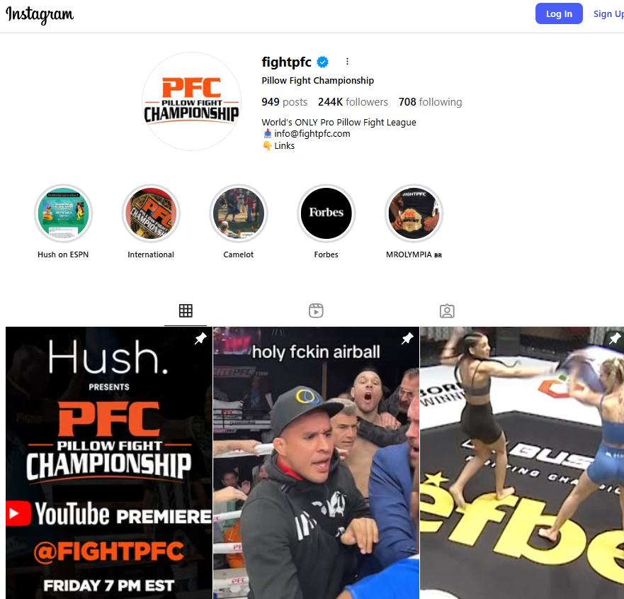 PFC on Instagram Screenshot